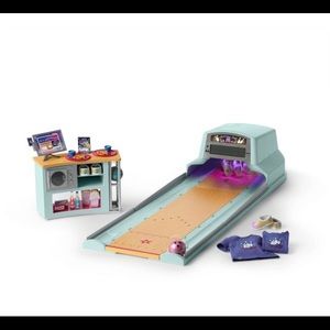 American girl working bowling alley